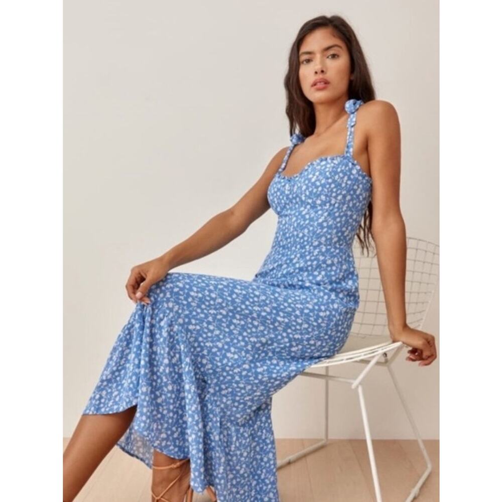 Reformation Nikita Marie Blue Floral Dress Size 0